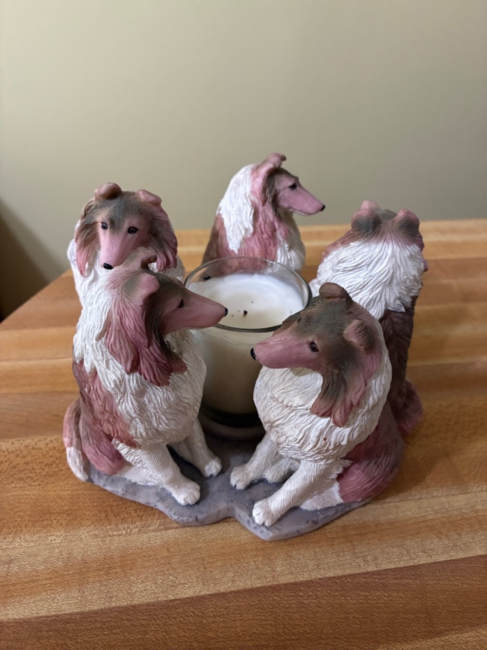 Collie Dog Candle Holder — Resin Figurine Lassie Continental Creations Puppy Dog